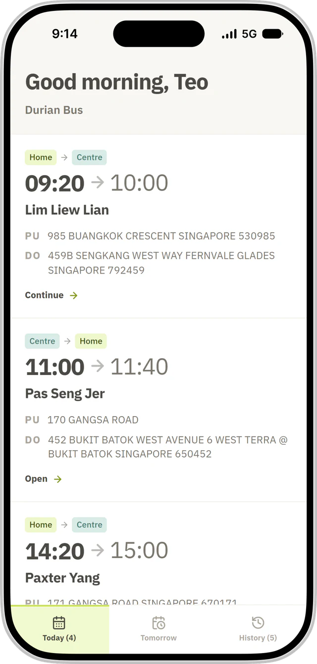 The LIFT driver app showing an in-progress trip